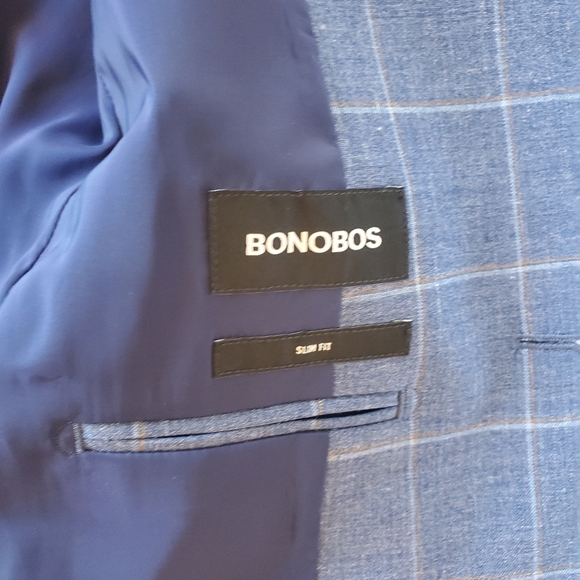 Bonobos Light Blue Plaid Blazer 36S Wool/Ramie Blend - Picture 7 of 8
